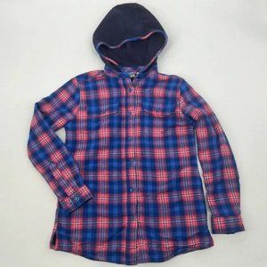 LL Bean Plaid Flannel Fleece Lined Hoodie